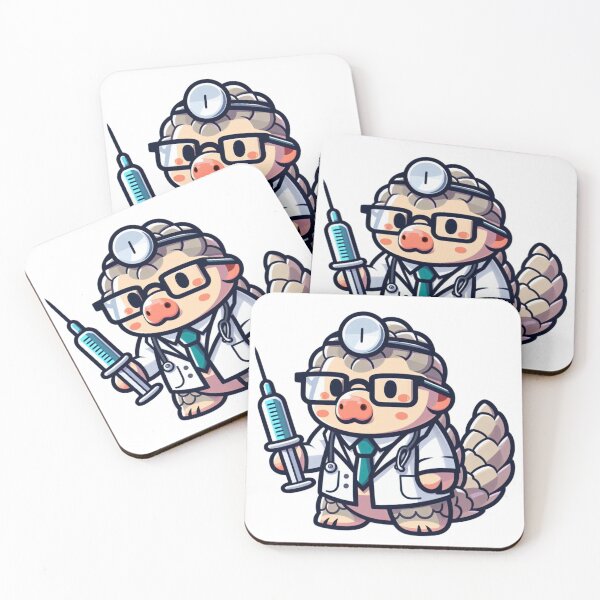 Item preview, Funny Cartoon Pangolin Doctor Holding Syringe designed and sold by Confuzz1ed.