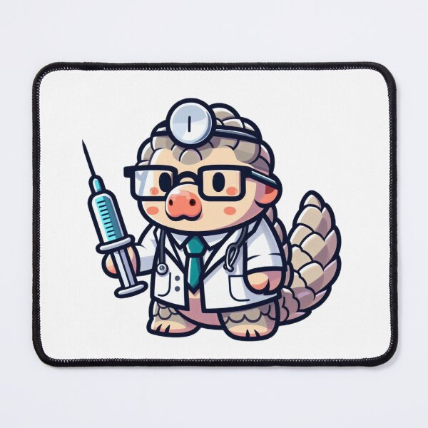 Item preview, Funny Cartoon Pangolin Doctor Holding Syringe designed and sold by Confuzz1ed.
