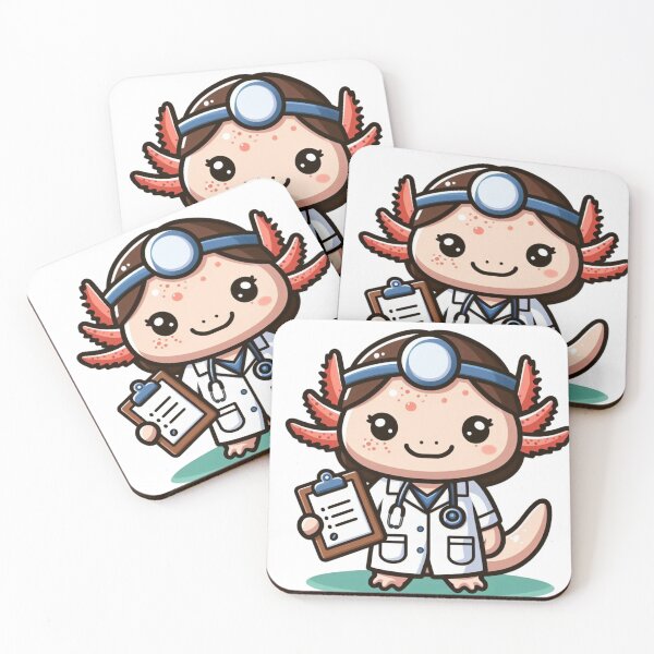 Item preview, Cartoon Axolotl Doctor with Stethoscope and Clipboard designed and sold by Confuzz1ed.