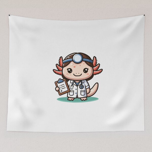 Item preview, Cartoon Axolotl Doctor with Stethoscope and Clipboard designed and sold by Confuzz1ed.