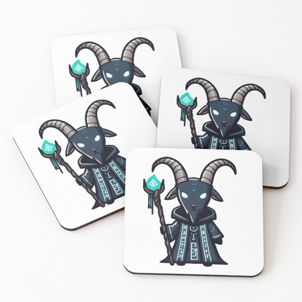 Item preview, Mysterious Cartoon Goat Wizard with Rune Cloak and Glowing Eye Staff designed and sold by Confuzz1ed.