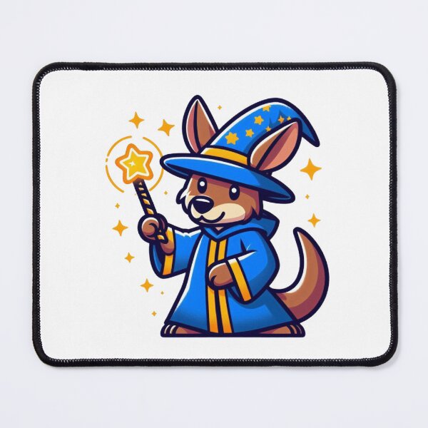 Item preview, Magical Cartoon Kangaroo Wizard with Star Robe and Glowing Boomerang designed and sold by Confuzz1ed.