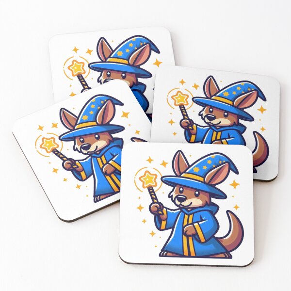 Item preview, Magical Cartoon Kangaroo Wizard with Star Robe and Glowing Boomerang designed and sold by Confuzz1ed.