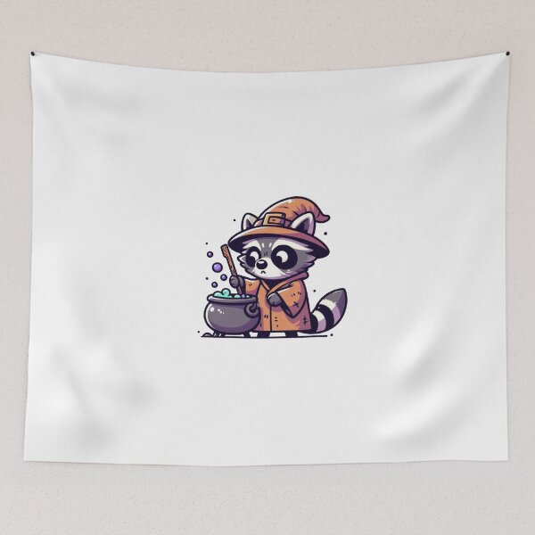 Item preview, Cartoon Raccoon Wizard with Cauldron and Patchy Robe designed and sold by Confuzz1ed.