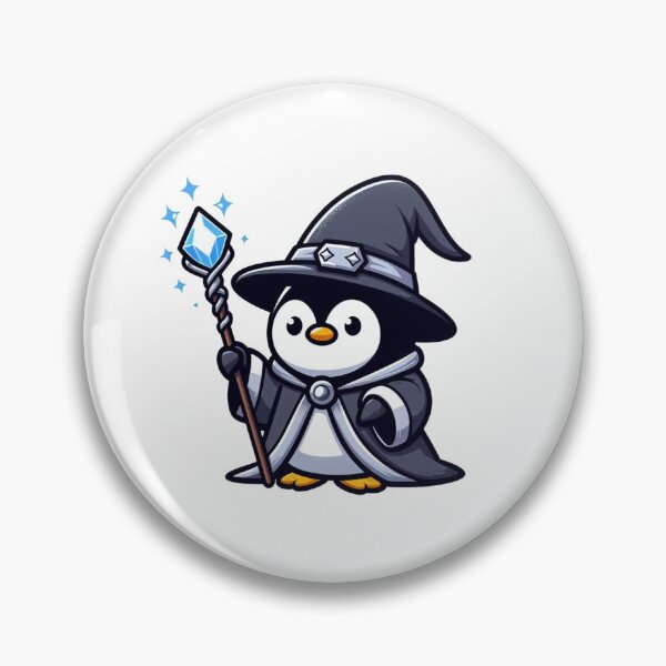 Item preview, Cartoon Penguin Wizard with Ice Wand and Silver Robe designed and sold by Confuzz1ed.