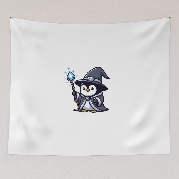 Item preview, Cartoon Penguin Wizard with Ice Wand and Silver Robe designed and sold by Confuzz1ed.