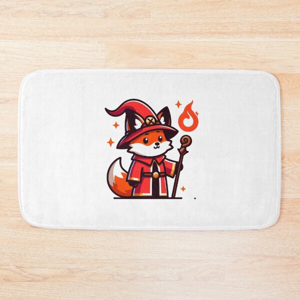 Item preview, Fiery Cartoon Fox Wizard with Red Robe and Fireball Staff designed and sold by Confuzz1ed.
