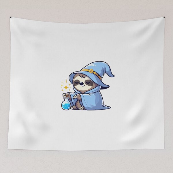 Item preview, Sleepy Cartoon Sloth Wizard with Glowing Potion designed and sold by Confuzz1ed.