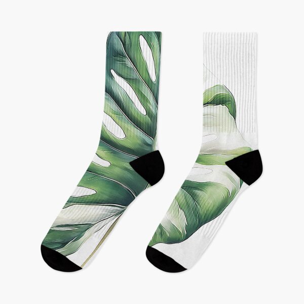 Item preview, Modern Split Leaf Botanical Art - Green White Monstera designed and sold by Botanicalboho.