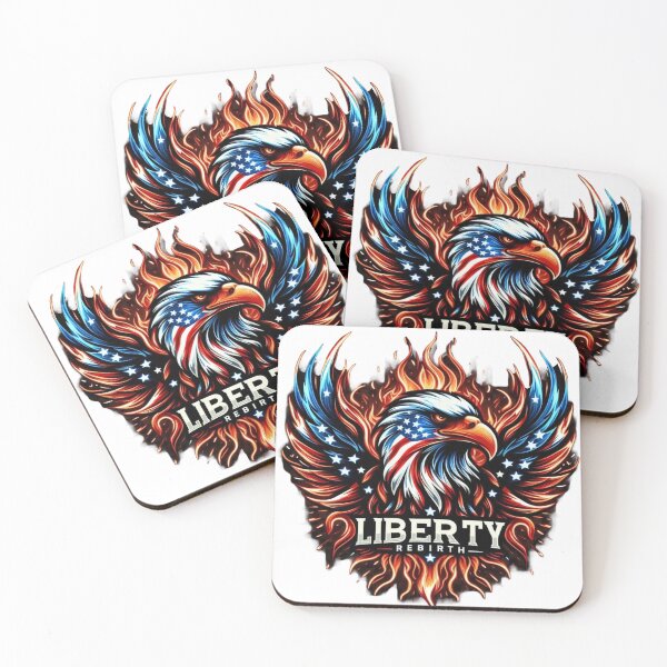 Item preview, Liberty Rebirth – Fiery Cyberpunk Eagle with American Accents Tee designed and sold by UmcommonGoods.