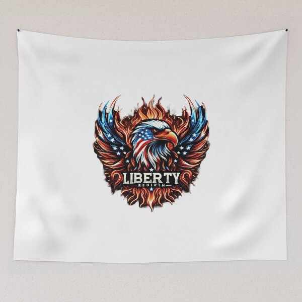 Item preview, Liberty Rebirth – Fiery Cyberpunk Eagle with American Accents Tee designed and sold by UmcommonGoods.