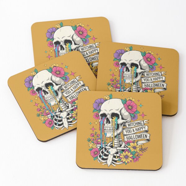 Item preview, Witching You A Happy Halloween - Colorful Floral Skull designed and sold by DropRomance.