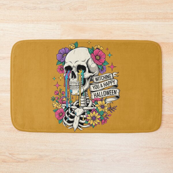 Item preview, Witching You A Happy Halloween - Colorful Floral Skull designed and sold by DropRomance.