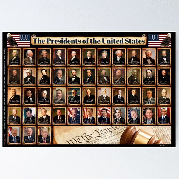 Vista previa del artículo con la obra «47 presidentes de los Estados Unidos de América con Donald Trump en fondo negro», diseñado y vendido por Examine the Past.