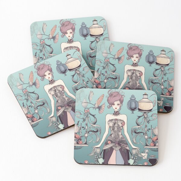 Item preview, Teal Pastel Gothic Print | Pink Hair Vintage Print  designed and sold by Radiant-Art.