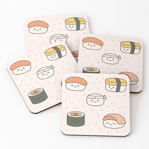 Item preview, Smiley Sushi Set – Kawaii Nigiri & Maki Pattern designed and sold by Bramble99.
