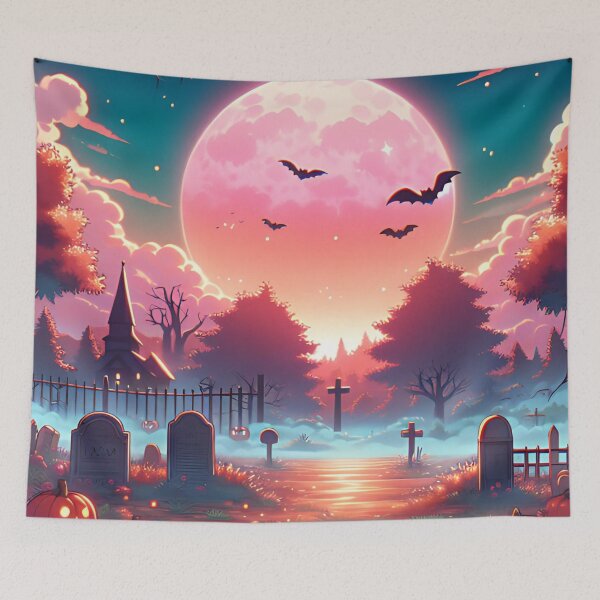 Item preview, Halloween Night Cemetery with Pink Moon designed and sold by JoeZigns81.