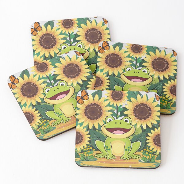 Item preview,   Cheerful Frog Surrounded by Vibrant Sunflowers and Butterflies designed and sold by AnimalAirtistry.
