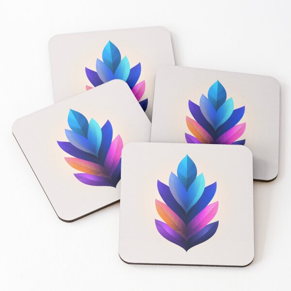 Item preview, Gradient Geometric Leaf - Modern Digital Art in Blue Purple Pink designed and sold by Botanicalboho.