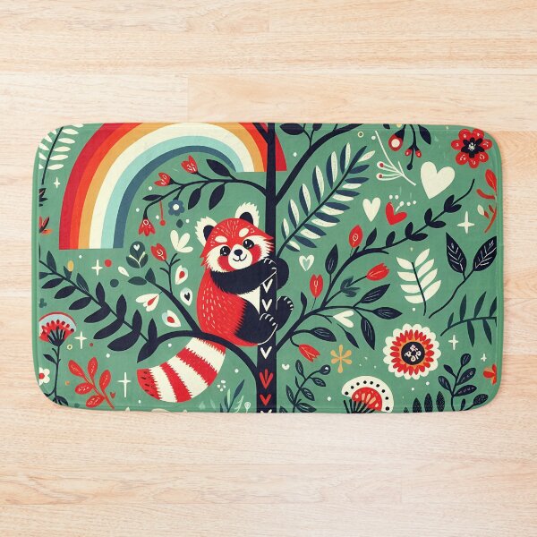 Item preview, Red Panda: Hope for Wildlife: Charming Tree Climber - Scandinavian Folk Art by heidiannemorris © designed and sold by FOLK ART FUSION by heidiannemorris.