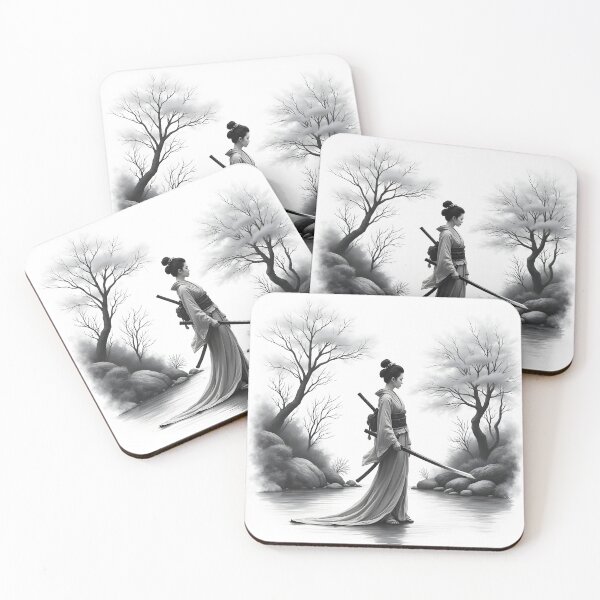 Item preview, Silent Blade – Samurai Woman in Tranquil Landscape designed and sold by Pixel-Up.