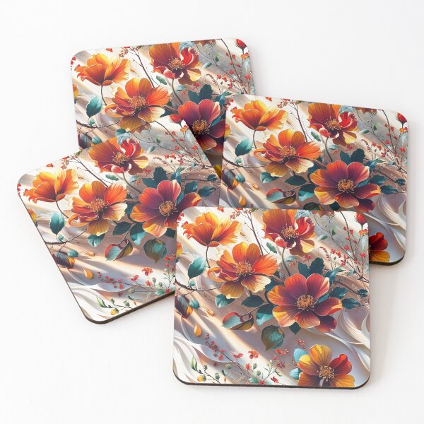 Item preview, Radiant Golden Hour Floral | Vibrant Orange & Red Poppies with Teal Leaves designed and sold by WHITE FANGS.