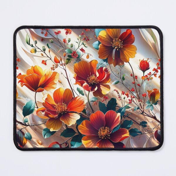 Item preview, Radiant Golden Hour Floral | Vibrant Orange & Red Poppies with Teal Leaves designed and sold by WHITE FANGS.