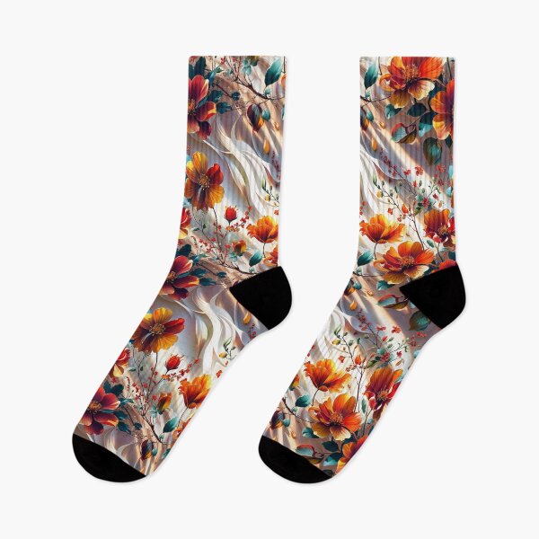 Item preview, Radiant Golden Hour Floral | Vibrant Orange & Red Poppies with Teal Leaves designed and sold by WHITE FANGS.