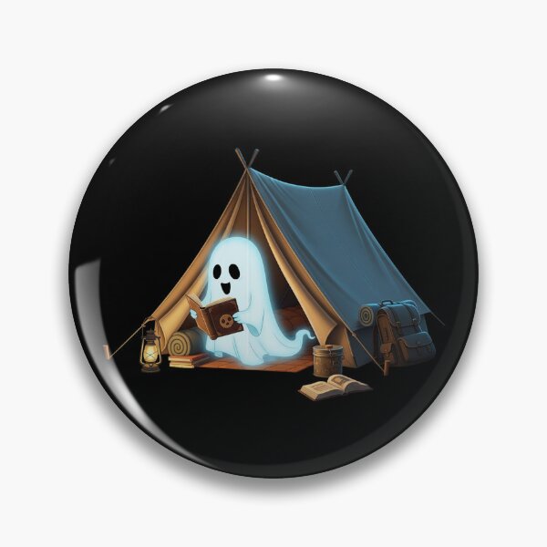 Item preview, Camping Ghost | Spooky and Whimsically Outdoorsy Halloween Graphic designed and sold by Tw1nsAIArt.