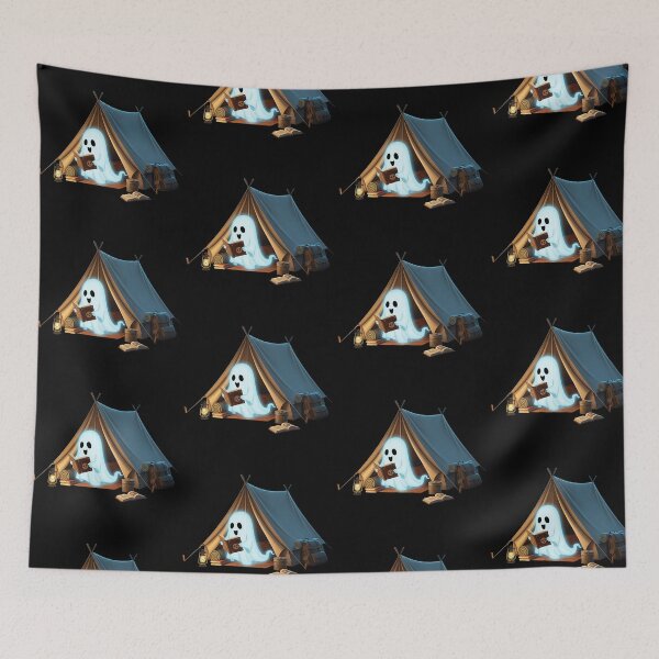 Item preview, Camping Ghost | Spooky and Whimsically Outdoorsy Halloween Graphic designed and sold by Tw1nsAIArt.