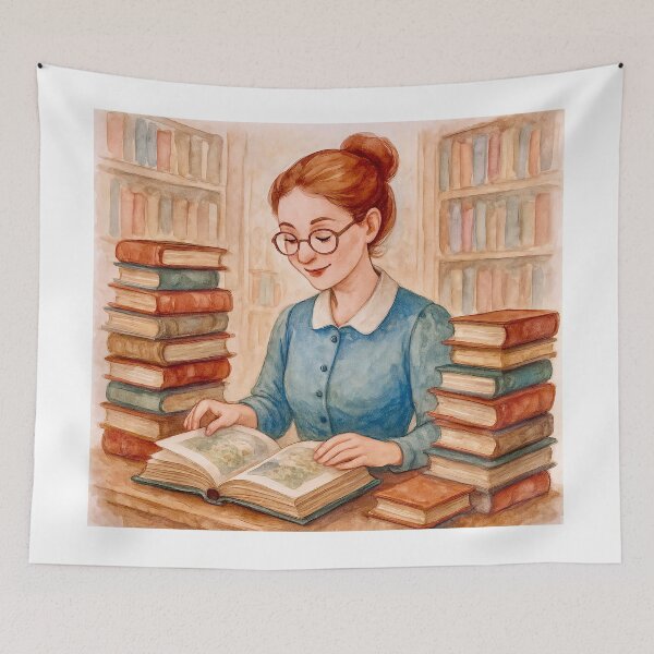 Item preview, The librarian in the library designed and sold by Steffani Lehmann.