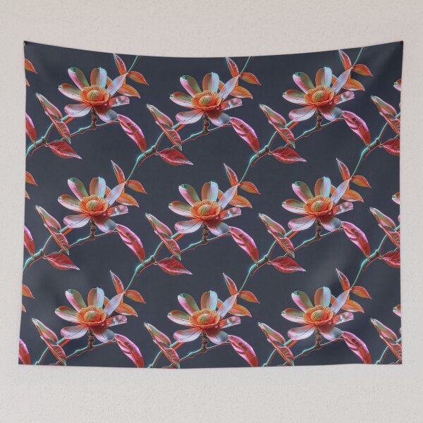Item preview, Bioluminescent Bloom | Surreal Metallic Flower on Dark Background designed and sold by WHITE FANGS.