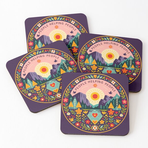 Item preview, "People Helping People" Yosemite Inspired - Scandinavian Folk Art by heidiannemorris © designed and sold by FOLK ART FUSION by heidiannemorris.