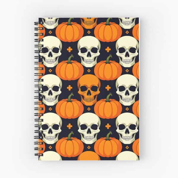 Item preview, Gothic Harvest Halloween Pumpkin & Skull Pattern designed and sold by WhimsicalThredz.