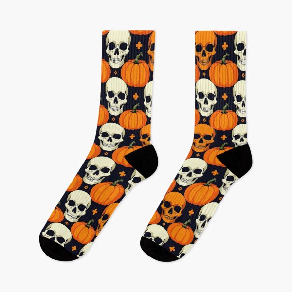 Item preview, Gothic Harvest Halloween Pumpkin & Skull Pattern  designed and sold by WhimsicalThredz.