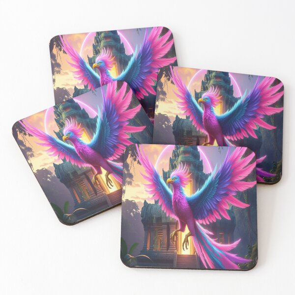Item preview, Neon Phoenix Soaring Over Mystical Temple designed and sold by Max Store.