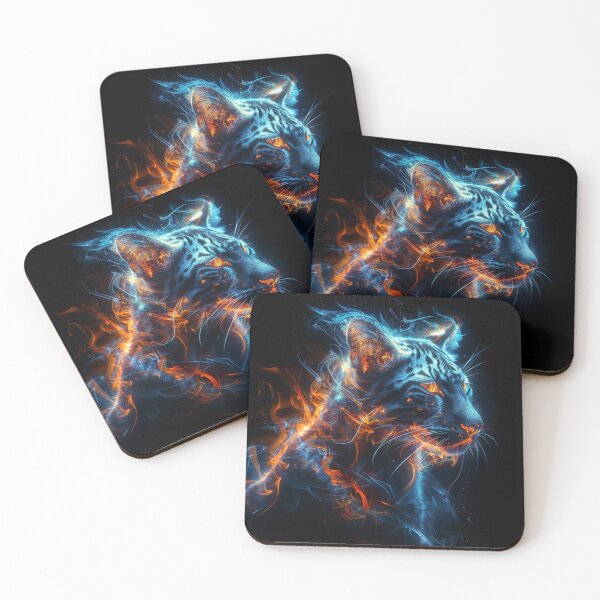 Item preview, Blue Flame Leopard – Glowing Wild Cat in Fire and Ice designed and sold by AxeWave.
