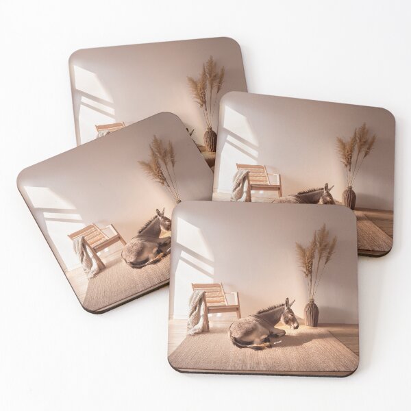 Item preview, Minimalist Room at Sunrise with Sleeping Donkey on Rug designed and sold by mrpropcake.