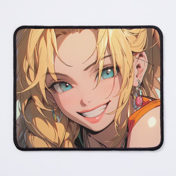 Item preview, 90s Style Anime Girl – Smiling Blonde with Braids & Earrings | Vibrant Manga Portrait designed and sold by AxeWave.
