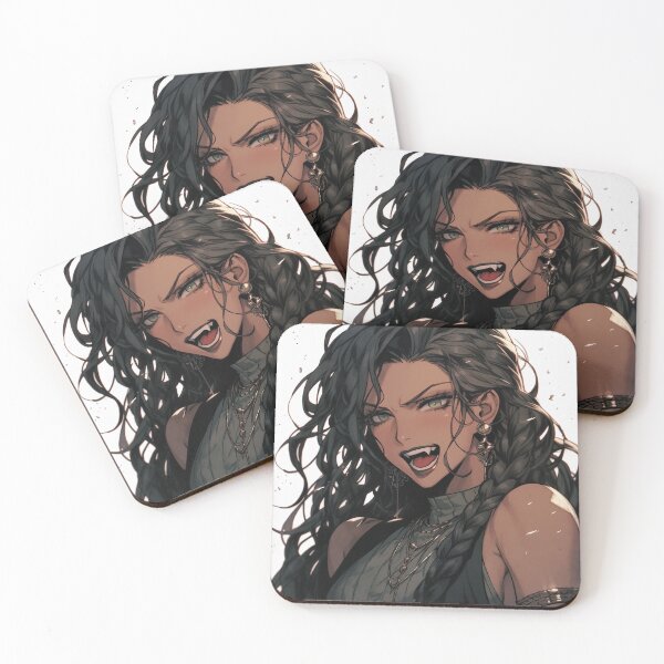 Item preview, Fierce Gothic Anime Girl – 90s Style Portrait with Braids & Jewelry designed and sold by AxeWave.