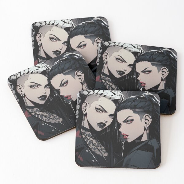Item preview, Dark Duo – 90s Anime Gothic Girls with Braided Undercuts designed and sold by AxeWave.