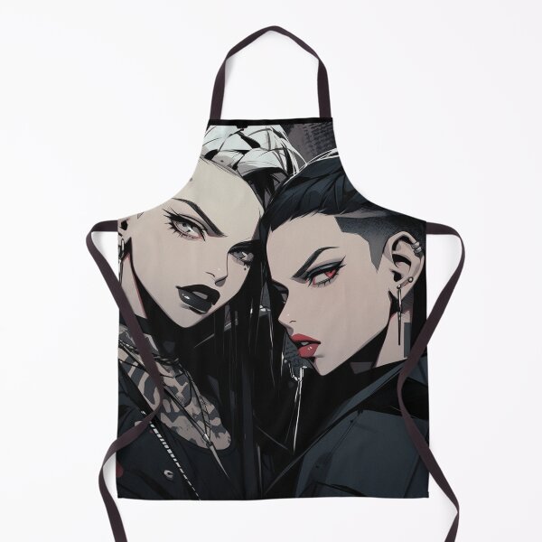Item preview, Dark Duo – 90s Anime Gothic Girls with Braided Undercuts designed and sold by AxeWave.