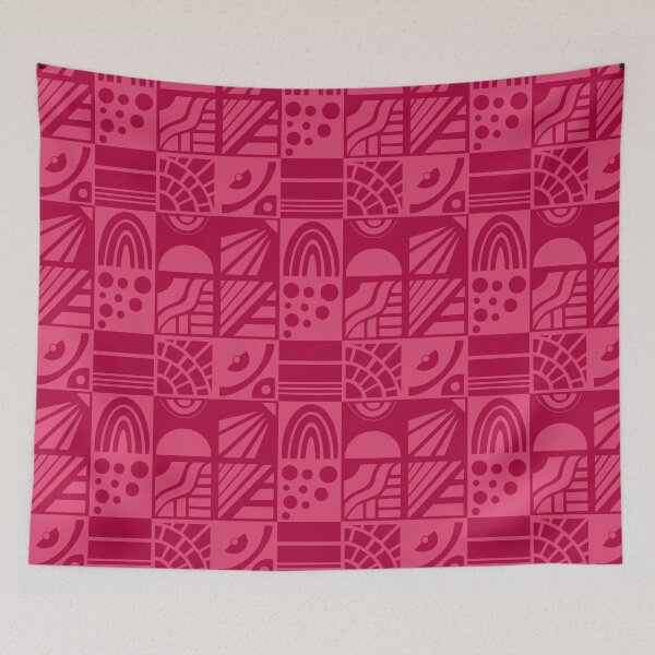 Item preview, Geometric Cheater Quilt in Cranberry on Pink designed and sold by Lynne Adams.