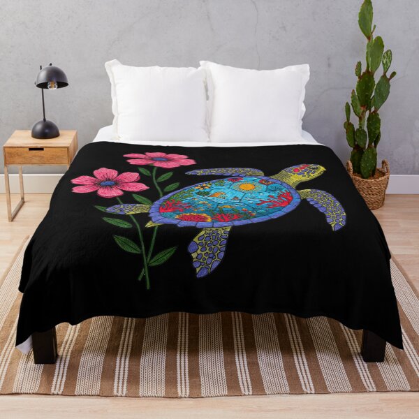 Item preview, Watercolor Floral Sea Turtle designed and sold by TeeARTHY.