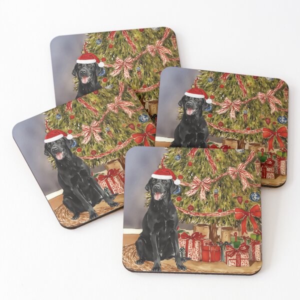 Artikelvorschau, Schwarzer Labrador Weihnachtsbaum Hund Welpe Aquarell entworfen und verkauft von Magnolia Valley Art.