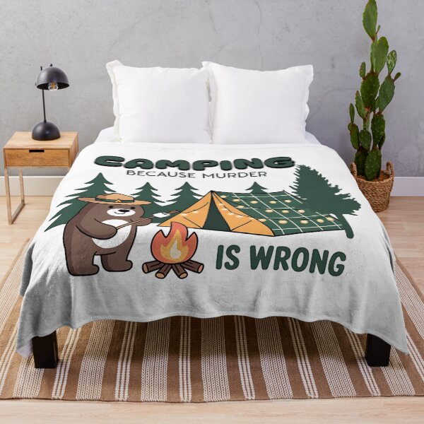 Item preview, Camping Because Murder Is Wrong, Sarcastic Outdoor Bear Design designed and sold by Bliss Find And Design.