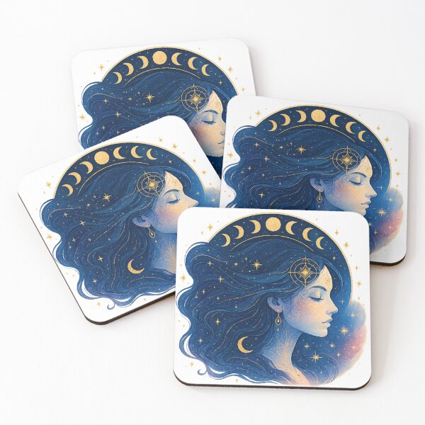 Item preview, Celestial Moon Goddess - Mystical Astrology Art with Moon Phases & Stars designed and sold by CreativeVisionsHub.