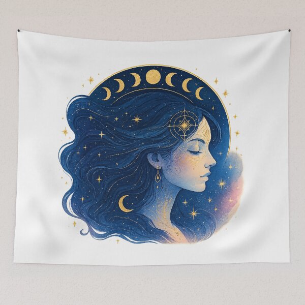 Item preview, Celestial Moon Goddess - Mystical Astrology Art with Moon Phases & Stars designed and sold by CreativeVisionsHub.