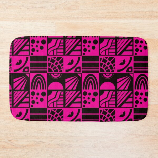 Item preview, Geometric Cheater Quilt in Black on Fushia designed and sold by Lynne Adams.