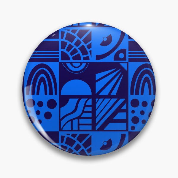 Item preview, Geometric Cheater Quilt in Black on Royal Blue designed and sold by Lynne Adams.